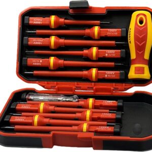 13PCS Electrical Screwdriver Set: Changeable Insulated Screwdriver Sets with Rubber Handle for Electrician Home DIY Projects - Screw Driver Sets with Case