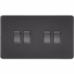 Knightsbridge 10AX 4-Gang 2-Way Light Switch Matt Black