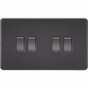 Knightsbridge 10AX 4-Gang 2-Way Light Switch Matt Black