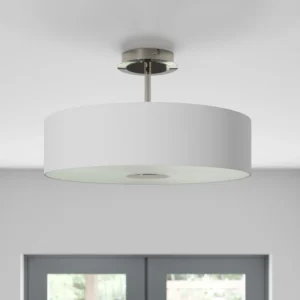 Lindby Josia ceiling light, white, fabric, Ø 47 cm, E27
