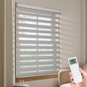 Tokblind Motorized Sheer Shade with Remote Control, Blackout Electric Roller Blinds Work with Alexa via Hub, Rechargeable Smart Window Shade Custom Size (Blackout Grey)