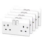 MK Logic Plus 13A 2-Gang DP Switched Plug Sockets White 5 Pack