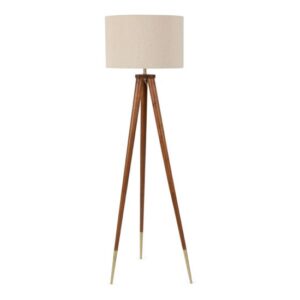 Hawkins Wooden Tripod Floor Lamp with Shade Walnut Finish