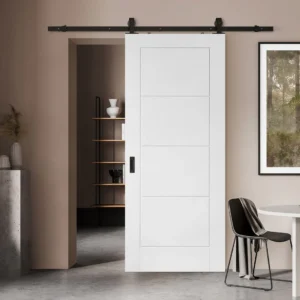 White Moulded Internal Lifestyle Ladder Sliding Door - Black Top Mounted
