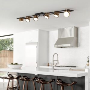 GEADI Modern LED Ceiling Lights Living Room, 72W Dimmable Ceiling Lamp,Black Gold,  Kitchen Light Ceiling with 6-Rotatable Lights,