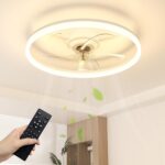 NIORSUN Ceiling Fans with Lights and Remote, 6 Speeds and 3000K-6500K Dimmable Quiet Ceiling Fan Lights, 50cm 3600LM Modern Smart LED Ceiling Fan Light for Bedroom Living Room Dining Room (White