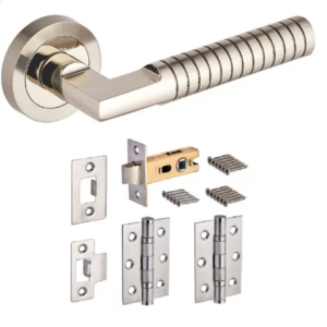 Hadley Lever Door Handle on Rose - Dual Tone Nickel - Complete Door Pack - Internal - Designer Levers