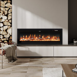 Ketilfrith Electric Fireplace with Remote Included, 12 Flame Colours, and 1800W